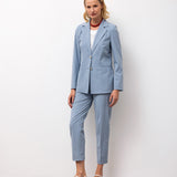 Single-Breasted Blazer & Slim Trousers Set - Blue
