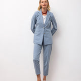 Single-Breasted Blazer & Slim Trousers Set - Blue