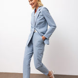 Single-Breasted Blazer & Slim Trousers Set - Blue