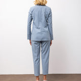 Single-Breasted Blazer & Slim Trousers Set - Blue