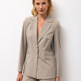 Single-Breasted Blazer & Slim Trousers Set - Mink