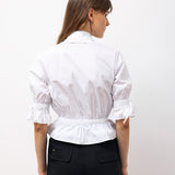 Bağcıklı Kısa Poplin Gömlek – Beyaz