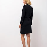 Kruvaze Blazer ve Etek Takımı – Siyah 
