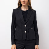 Yapılı Blazer ve Geniş Paça Pantolon Takımı – Siyah 